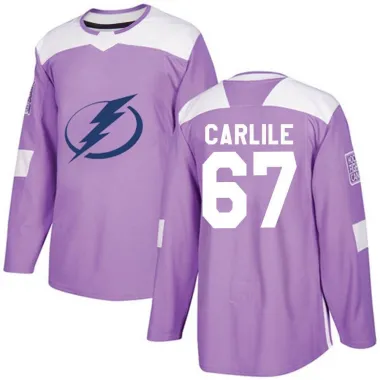Purple Men's Declan Carlile Authentic Tampa Bay Lightning Fights Cancer Practice Jersey